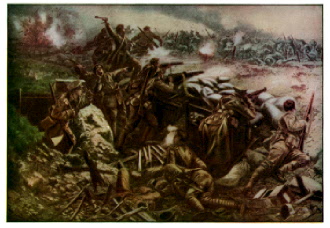 Canadian soldiers fighting at the Battle of Ypres