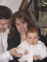 Andrew with his pround parents just after his christening