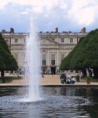 a view of Hampton Court from the gardens