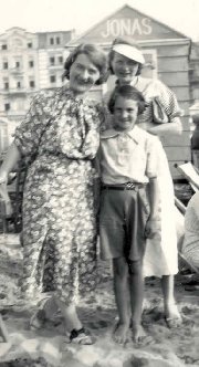 Photo of Marthe with my sister Janine, then 9 years old, and Marthe's daughter, Yvonne, at the rear.
