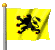 The Flanders flag has a rampant black Flemish Lion outlined in white, with red claws and tongue, on a yellow field