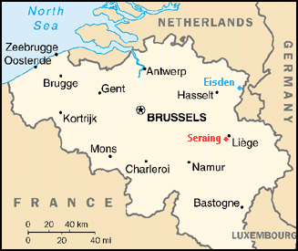 map of belgium showing the location of Seraing