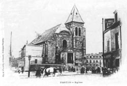 A postcard dating from 1902 showing the church at Pantin