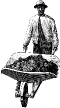 Picture of a Coal Worker pushing a wheelbarrow