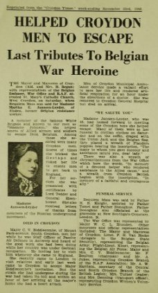 Article published in the Croydon Times of 23rd November 1946