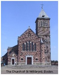 view of the outside of the Church of St Willibrord, Eisden.  Photo taken 8th July 2002